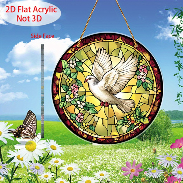 CIFbuy 亚克力彩色花窗圣灵鸽挂饰 窗户庭院装饰节日礼物（TikTok、temu下自提）-5