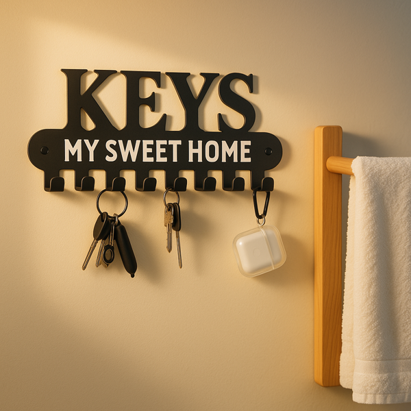 CIFbuy哥特风钥匙挂壁挂复古黑铁质外套钥匙扣家居装饰入口整理器(TikTok、temu下自提)-6