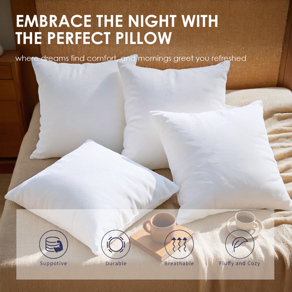 两只装20英寸白色抱枕芯，精选高弹力聚酯纤维填充，手感柔软且支撑力持久。加大尺寸设计，为沙发休闲、床头倚靠提供更饱满的舒适体验。无枕套配置，方便自由搭配各种家居风格，或直接用作蓬松底座。-8