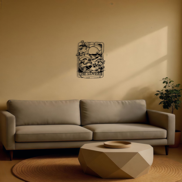 CIFbuy哥特风格骷髅双人金属墙艺复古锻铁墙雕塑适用于室内外客厅卧室庭院阳台花园(TikTok、temu下自提)-3