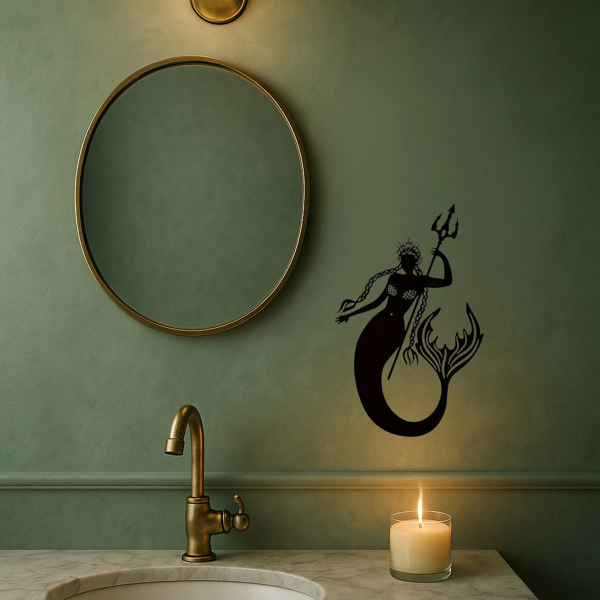 CIFbuy精美美人鱼与海王金属浮雕装饰画 神话亚特兰蒂斯手工艺墙饰 家居客厅玄关挂件(TikTok、temu下自提)-4