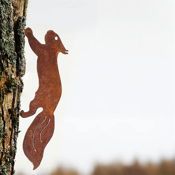 中文标题：CIFbuy复古树桩边桌 手工铁艺镂空松鼠设计 适用于客厅露台卧室(TikTok、temu下自提)-6