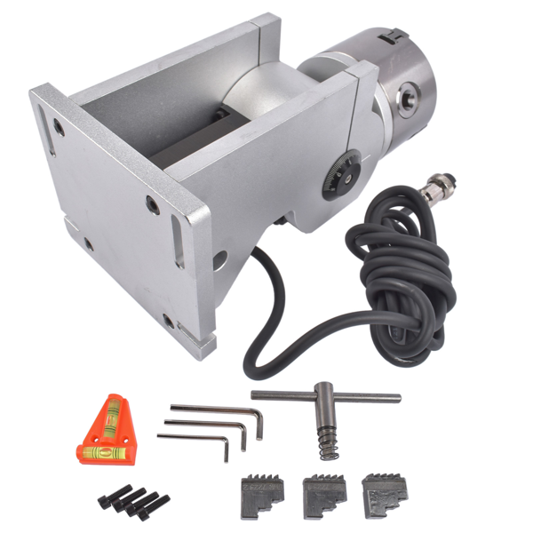 旋转轴 80mm 3 Jaw Rotary Axis Attachment 2-Phase Stepper Motor Fits for Fiber Laser Engraver Marker 24V-3