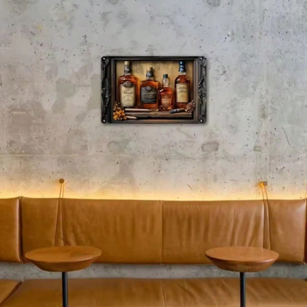 CIFbuy威士忌与雪茄方形金属铝墙艺术 TikTok、temu下自提-6