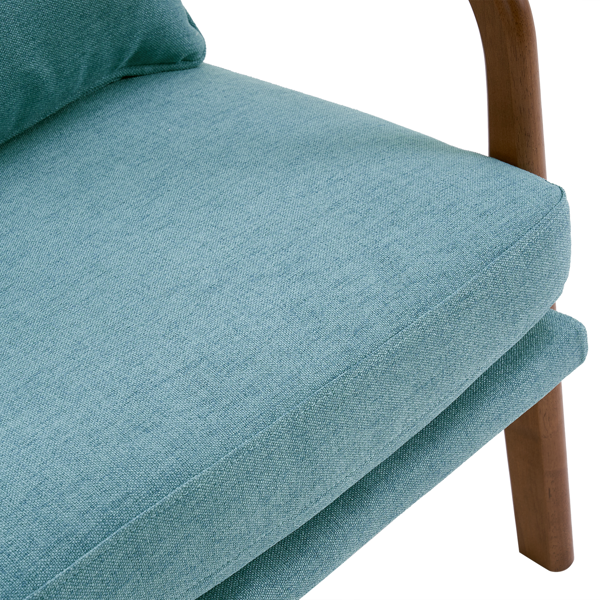 全拆 实木扶手 高背 靠背铁架麻布 青色 室内休闲椅-10