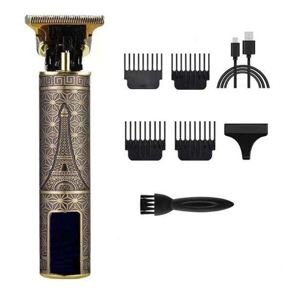 LCD液晶显示屏专业理发机胡子修剪机男士理发无绳理发师剃须机铁塔图案款-11