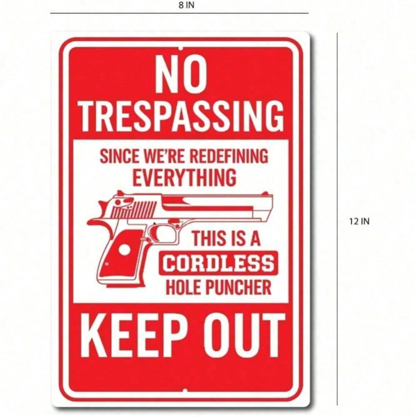 CIFbuy无线打孔枪警示牌保持远离标识牌金属墙牌(TikTok、temu下自提)-7