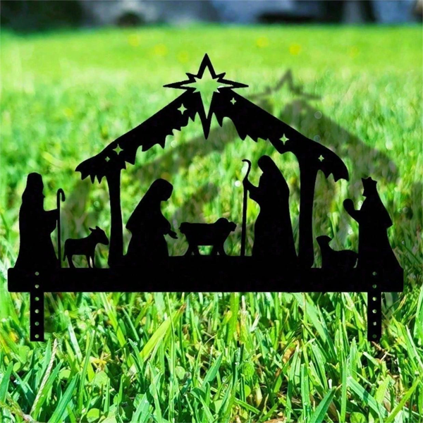 CIFbuy防水金属圣诞马槽投影灯户外墙壁节日装饰礼物(TikTok、temu下自提)-5