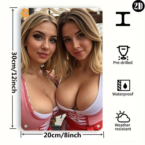 CIFbuy复古金发女郎经典墙饰铝制标牌 20x30厘米(TikTok、temu下自提)-3