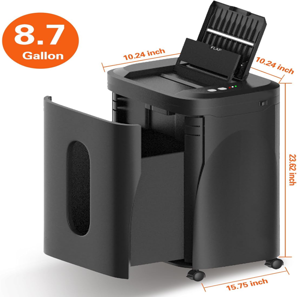 250页重型碎纸机，自动进纸，P-5安全等级，60分钟不间断商用碎纸机，适用于办公室与家庭，微粒切割，8.72加仑碎纸箱，<60分贝静音，自动防卡纸-3