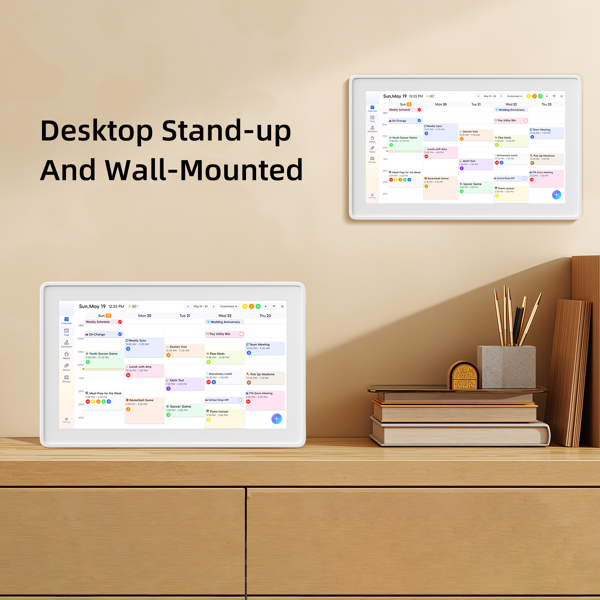 数字日历，15.6英寸电子墙面计划表与家务清单，触控式家庭日程管理器，支持日程安排、活动提醒及待办事项，含壁挂支架，智能日历完美适配2026年规划（白色边框款）-12