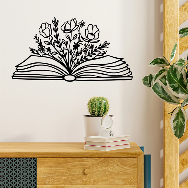 CIFbuy复古书页雕塑墙壁装饰 金属墙面艺术品 文学爱好者礼物（TikTok、temu下自提）-2