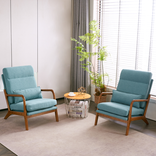 全拆 实木扶手 高背 靠背铁架麻布 青色 室内休闲椅-19