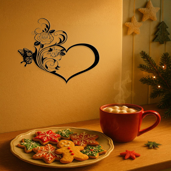 CIFbuy复古玫瑰蝴蝶心形铁艺墙饰 客厅卧室装饰品（TikTok、temu下自提）-2