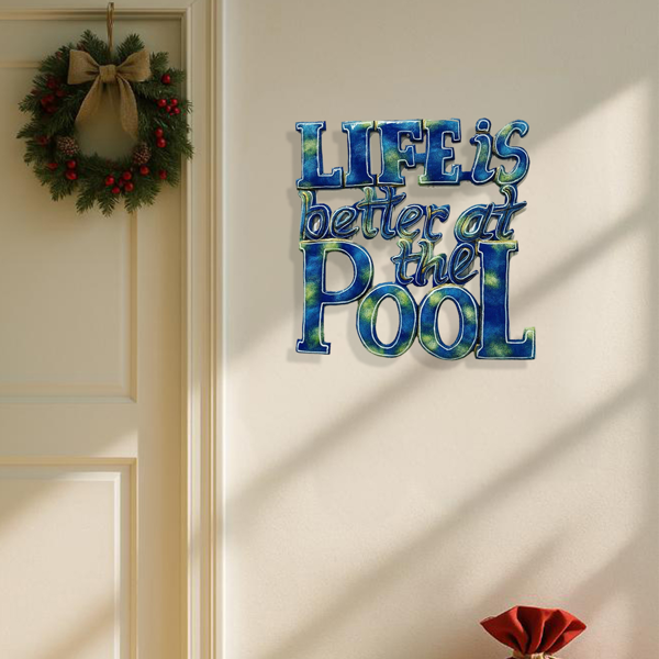 CIFbuy热带海滨夏日装饰铁制泳池壁挂艺术（TikTok、temu下自提）-4