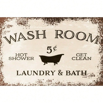 CIFbuy怀旧复古浴室标识 洗衣房浴室装饰必备 (TikTok、temu下自提)