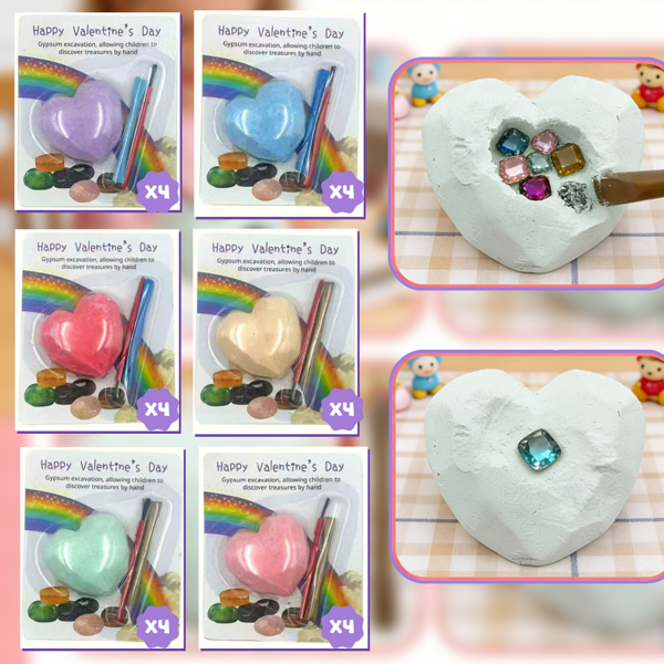 情人节儿童礼物 - 24 件装爱心化石，教育玩具，适合男孩女孩幼儿课堂交换活动、学校活动、派对礼物-4