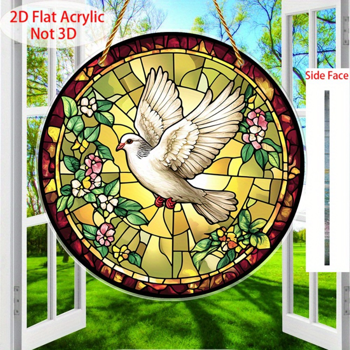 CIFbuy亚克力阳光捕捉器彩色悬挂装饰圆形鸽子花卉图案窗门花园节日礼物 (TikTok、temu下自提)