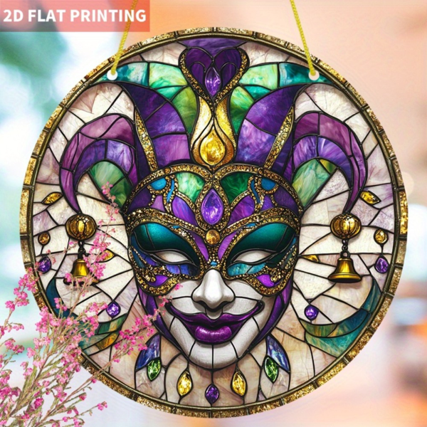 CIFbuy圆形亚克力装饰挂件 彩色威尼斯狂欢节面具太阳捕捉窗挂家居装饰（TikTok、temu下自提）-4