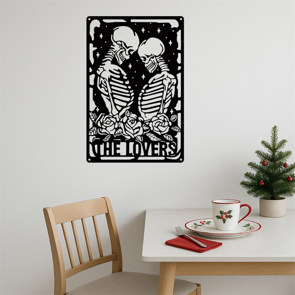 CIFbuy哥特情侣骷髅金属墙壁艺术 复古朋克装饰标识适用于客厅卧室露台 TikTok、temu下自提-4