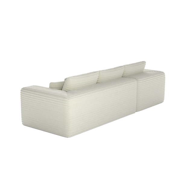 模块化宽条纹灯芯绒组合沙发｜全海绵深座二人位沙发 + 左侧贵妃躺椅｜现代客厅休闲沙发-4