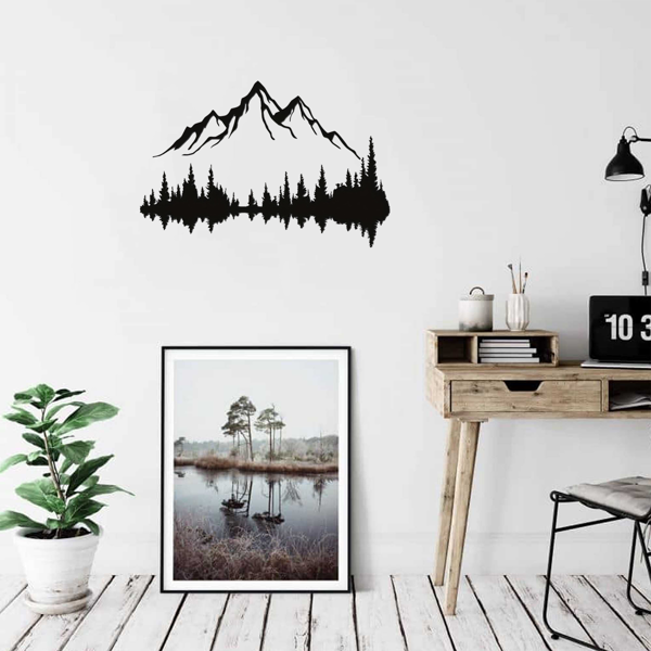 CIFbuy大号黑色铁制山树浮雕壁画两件套 客厅卧室墙面装饰品（TikTok、temu下自提）-9