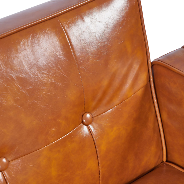 现代 PU 皮革沙发｜可调节倾斜靠背簇绒沙发｜木脚+金属支撑脚客厅休闲沙发-14