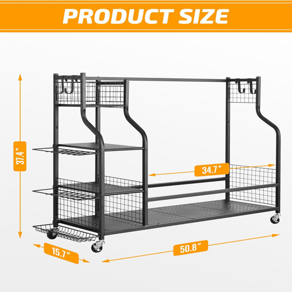 4个高尔夫球包收纳架，超大容量高尔夫球包储物架，适用于存放高尔夫球包、高尔夫球杆和高尔夫配件，适合车库、地下室等场所存放高尔夫球具。-2
