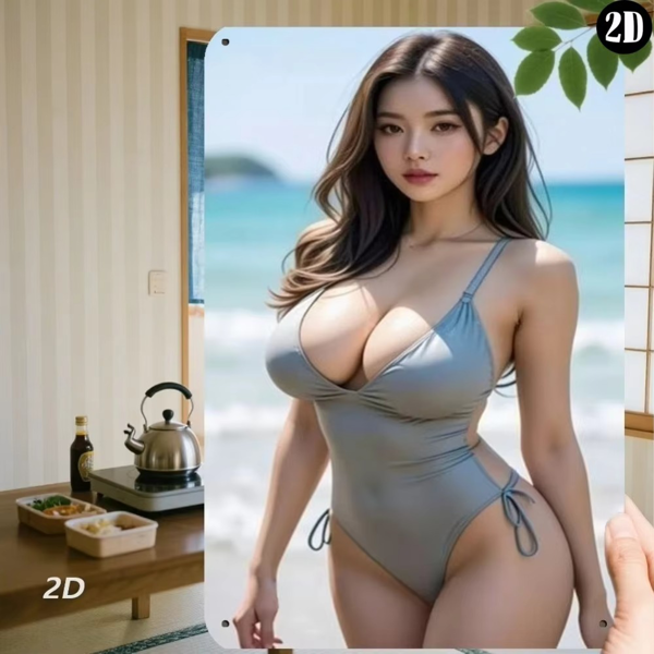 CIFbuy复古平面泳装女郎铝制墙饰户外花园酒吧装饰(TikTok、temu下自提)-1