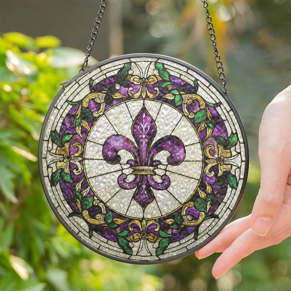 CIFbuy彩色玻璃阳光捕手路易斯安那鸢尾花窗饰家居氛围挂件(TikTok、temu下自提)-3