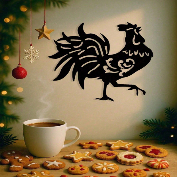 CIFbuy Vintage Black Rooster Wall Art Weather Resistant Metal Home Decor For Indoor And Outdoor (TikTok, temu pick-up service)-5