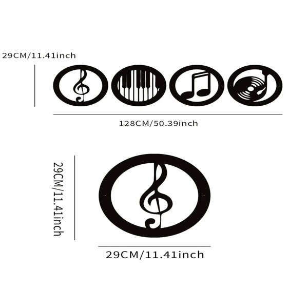 CIFbuy复古音乐主题四件套墙面艺术装饰组优雅黑色铁框 音乐爱好者礼物（TikTok、temu下自提）-1