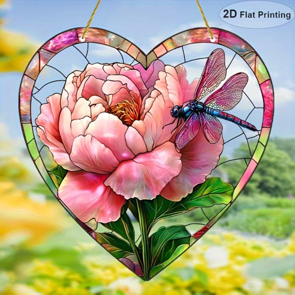 CIFbuy美丽花朵与蜻蜓光捕手花园装饰亚克力窗户挂件节日礼物（TikTok、temu下自提）-7