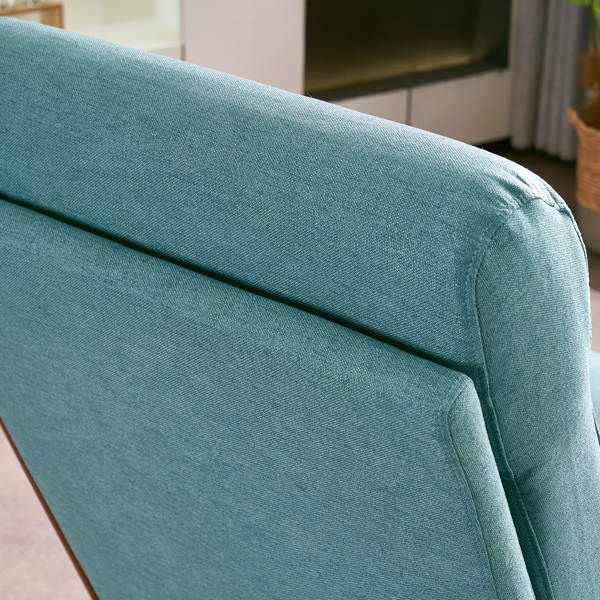 全拆 实木扶手 高背 靠背铁架麻布 青色 室内休闲椅-17