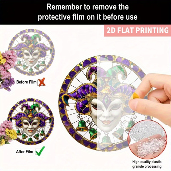 CIFbuy 圆形威尼斯嘉年华面具亚克力挂饰 彩色太阳捕捉器 家居装饰节日庆典氛围挂件（TikTok、temu下自提）-4