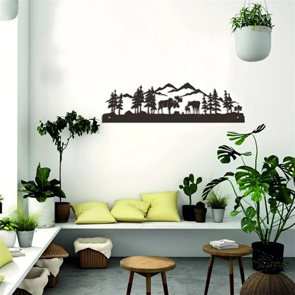 CIFbuy森林麋鹿金属墙面装饰客厅壁饰节日礼物(TikTok、temu下自提)-6