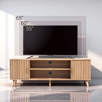 浅棕色 刨花板 矮款 150*39.5*53.5 双格栅门 电视柜