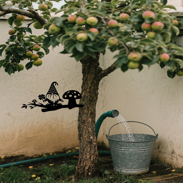 CIFbuy魔法复古黑色金属剪影花园雕像户外装饰精灵侏儒草坪庭院装饰（TikTok、temu下自提）-5