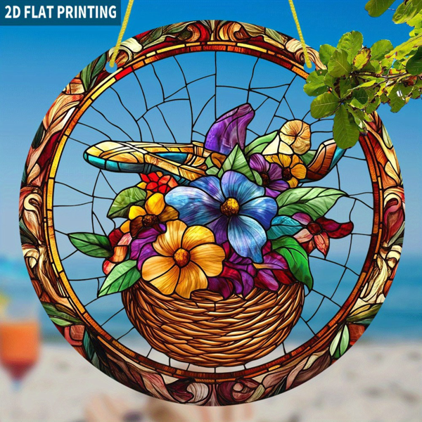 CIFbuy圆形悬挂装饰品彩色亚克力捕梦网花篮家居装饰品(TikTok、temu下自提)-4