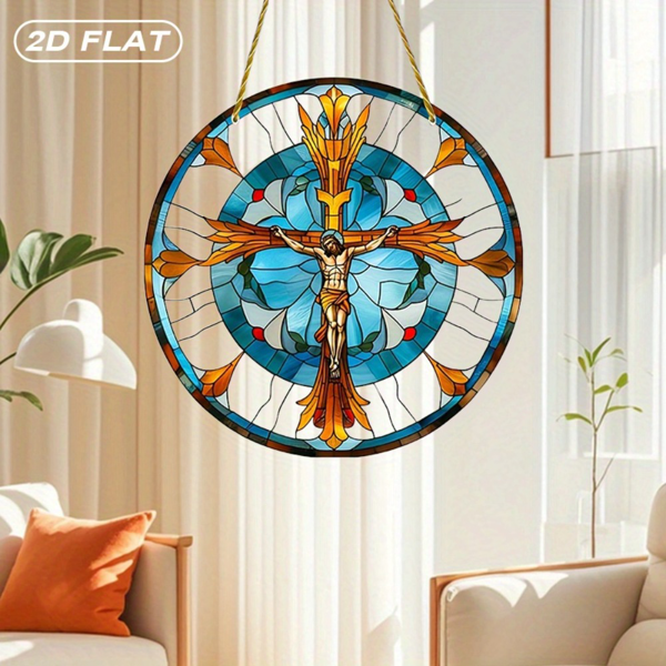 CIFbuy亚克力阳光捕捉十字架向日葵耶稣墙饰彩色玻璃效果易悬挂礼品（TikTok、temu下自提）-9