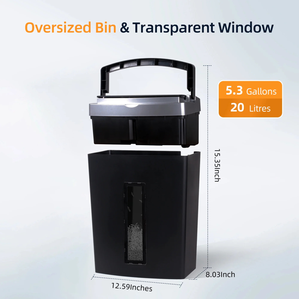 60页碎纸机，60页自动进纸微粒碎纸机，6页家用办公重型碎纸机，配5.3加仑抽拉式碎纸篓-6