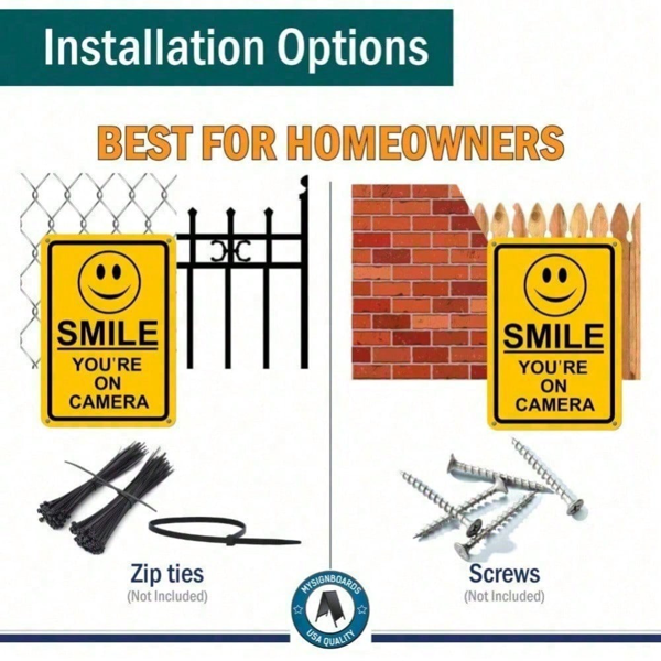 CIFbuy VIGI 家用闭路电视监控警示标志 耐用金属安全摄像头标志 适用于户外及室内、防雨的铝制墙面标志（TikTok、temu 代收服务）-8