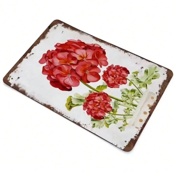 CIFbuy优雅复古天竺葵印花金属标牌 TikTok、temu下自提-6