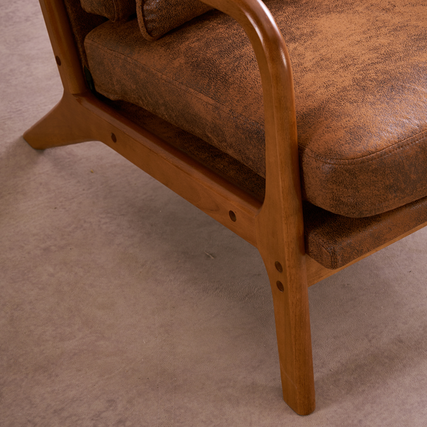 全拆 实木扶手 高背 靠背 铁架 烫金布 橙色 室内休闲椅-30