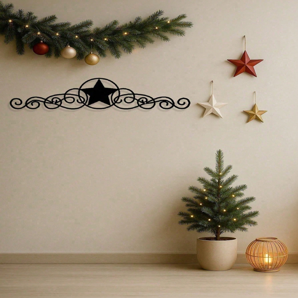 CIFbuy复古黑色金属墙壁星星挂饰乡村农场西部万圣圣诞节日派对装饰(TikTok、temu下自提)-9