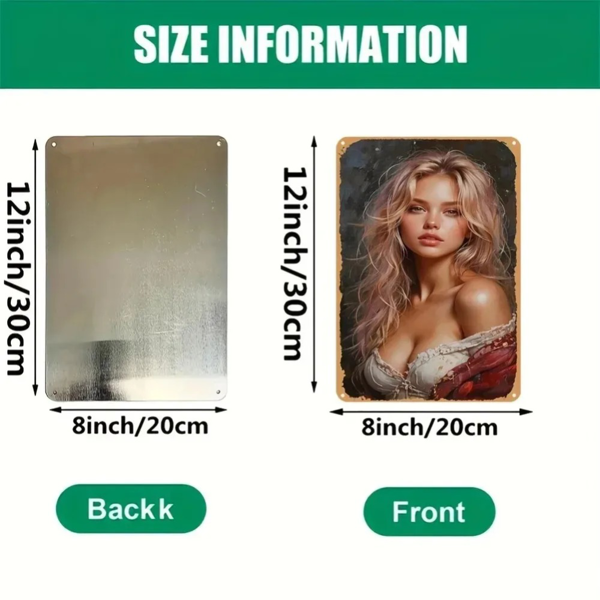 CIFbuy复古红色铝艺连衣裙女士墙面装饰防水防尘平面立体家居壁画 (TikTok、temu下自提)-3