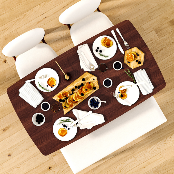 1桌2椅1凳 拆装 橡胶木+软包 深胡桃色 餐桌椅套装 米色坐垫 长方形-13