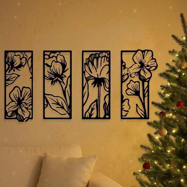 CIFbuy四件哥特花卉金属墙艺 复古藤蔓植物装饰家居雕塑 圣诞万圣节礼物(TikTok、temu下自提)-4