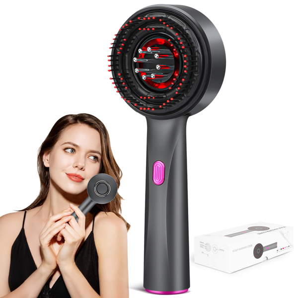 三合一头皮按摩器 促进头发生长 护发油涂抹器家用电动头皮刷 防水电动头部按摩器-灰色-1