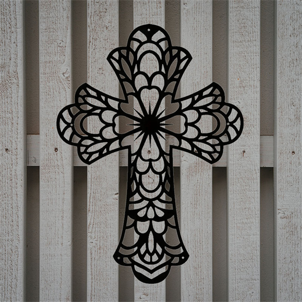 CIFbuy 复古风铝制十字架装饰壁饰 墙面雕塑 节日礼物现代家居装饰（TikTok、temu下自提）-4